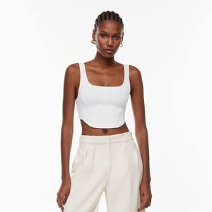 Aritzia Babaton Women’s Large White Fitted Crop Tank Top Sculpt Knit Bustier